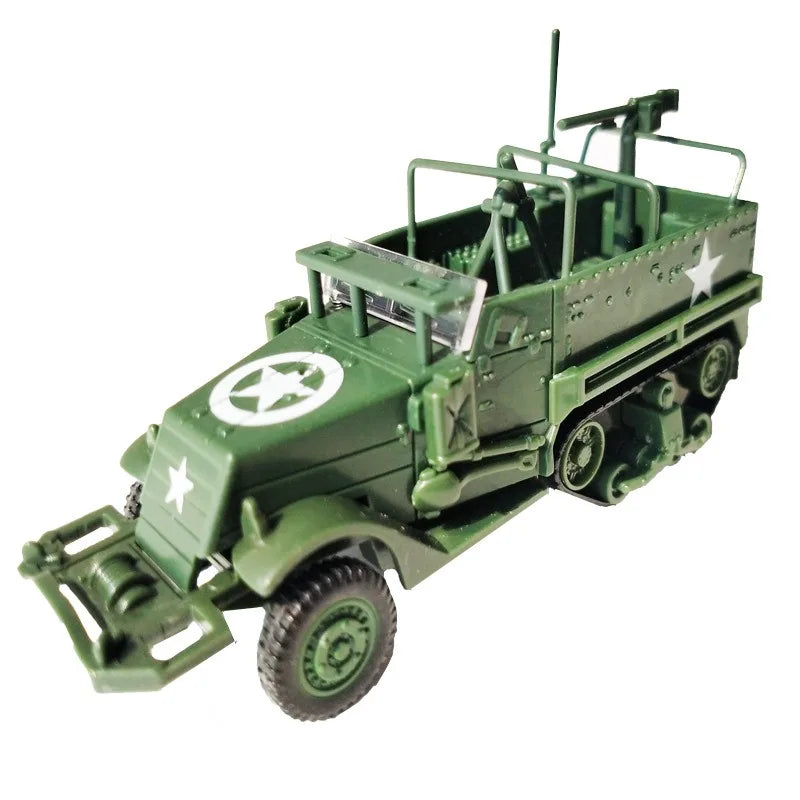 4D Model Kit Toy Collection 1/72 USA M3 Half-track Armored Personnel Carrier Plastic Assembled Tractor Military Vehicle for Kids