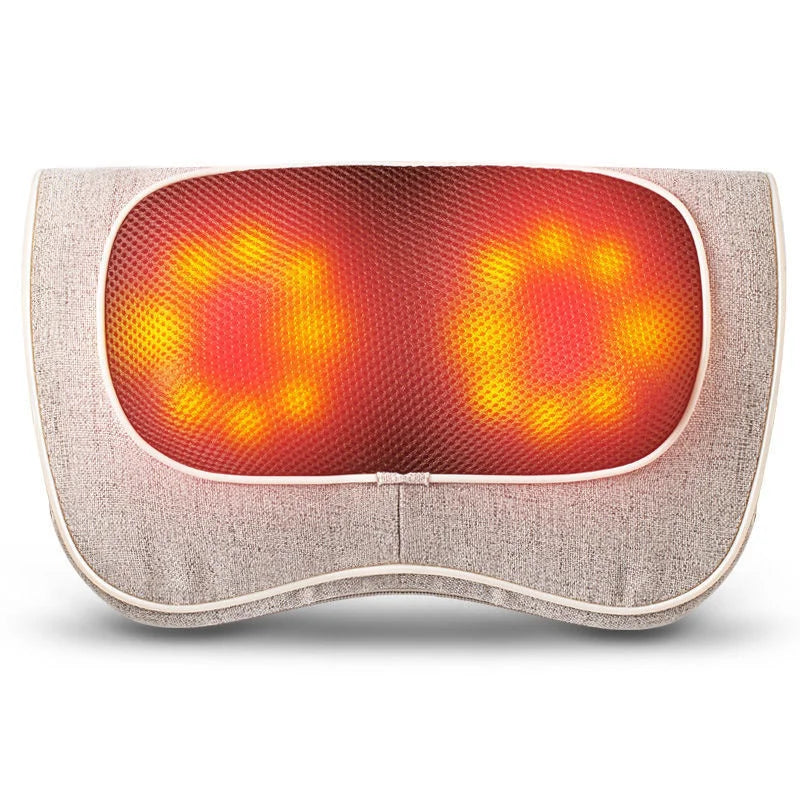 Electric Back Massage Pillow Vibrating Kneading Hot Compress Relief Neck Shoulder Pain Multifunctional Relaxation Waist Massager