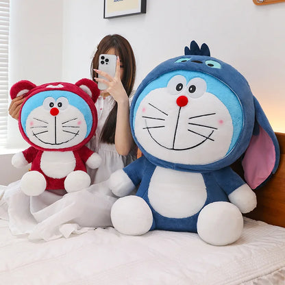 40/50/60cm Doraemon Doll Plush Toy Turned Into Stitch Jingle Cat Throw Pillow Robot Cat Birthday Children Gift Home Decorations