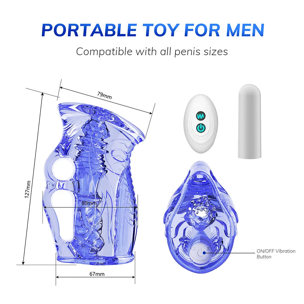 10-Speeds Wireless Remote Control Hand Glue Trainer Men's Masturbation Exercise Airplane Cup Particles Pussy Stimulate Sex Toys