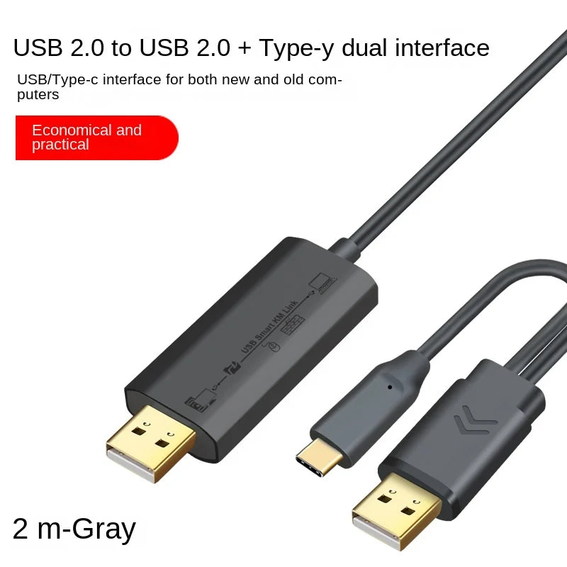 USB 3.0 Data Transfer Cable, Type-C Compatible for Keyboard, Mouse, PC Sharing, Win/Mac Compatible