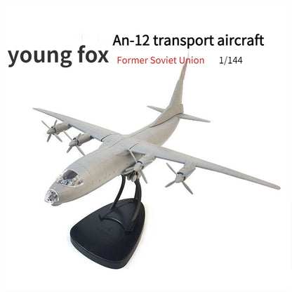 4D Assembled Model 1/144 Former Soviet God of WarAn-12 Young Fox Transport Aircraft Model Military Aircraft Toys Decoration