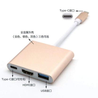 Type-C To HDMI USB3.0 Aluminum Alloy USB 3.1 To HDMI Cable with PD Power Delivery