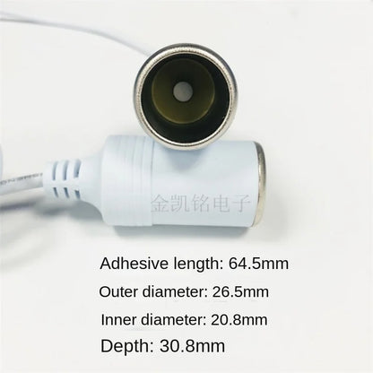 10A High Power 0.75mm² All-Copper Thickened White Cigarette Lighter To Car Charger Female Single-Head Cable 0.3m