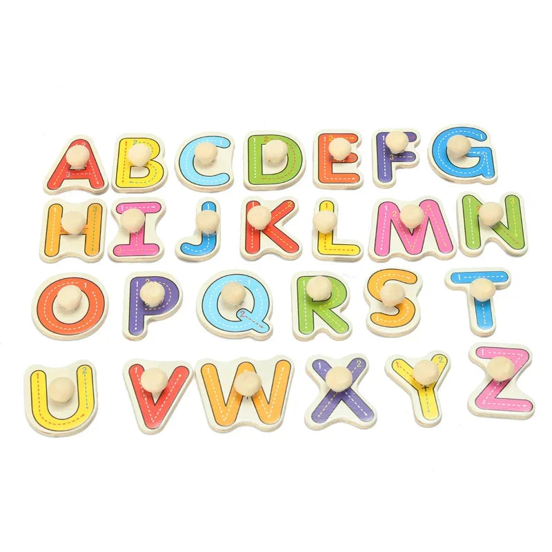 Alphabet Puzzle ABC Wooden Jigsaw Puzzle Toy Children Kids Early Education Learning Aids 1-3 Years Old Learning Educational Gift