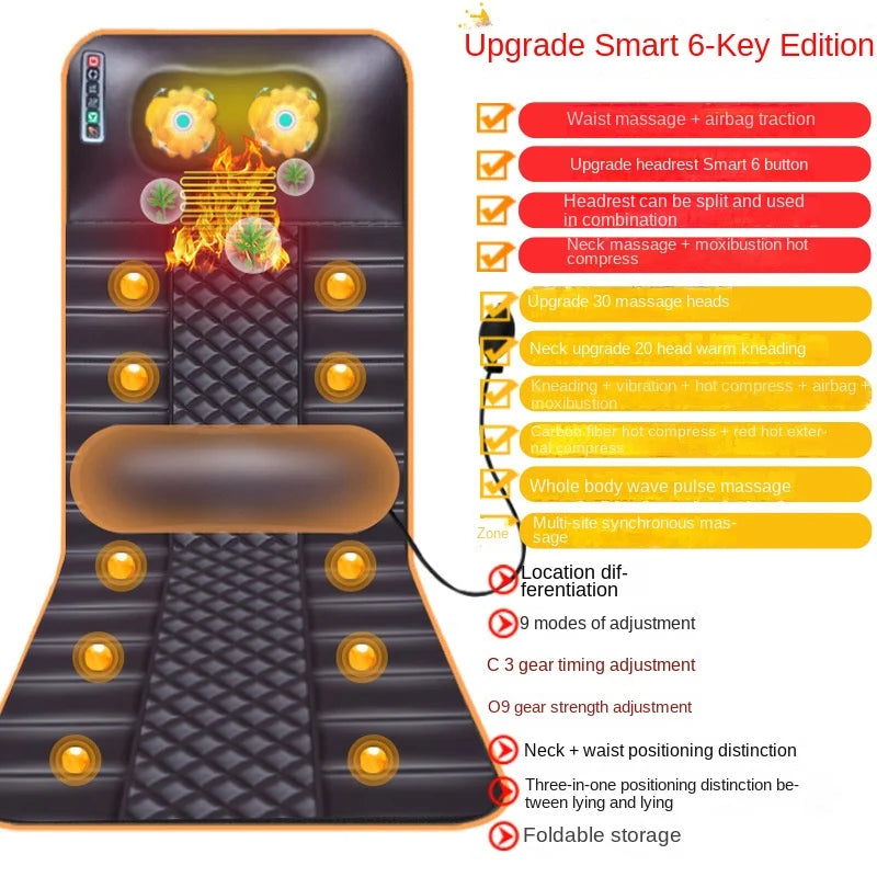 Electric Full Body Massage Cushion with Car Charging Cigarette Lighter plug Lumbar Neck Muscle Relax Heating Vibration Massager