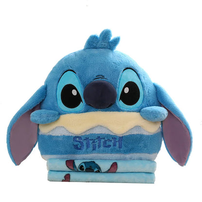 2 In1 Stuffed Cartoon Animal Strawberry Bear Stitch Pillow Blanket Cute Cushion Blanket Home Car Travel Pillow for Children Gift