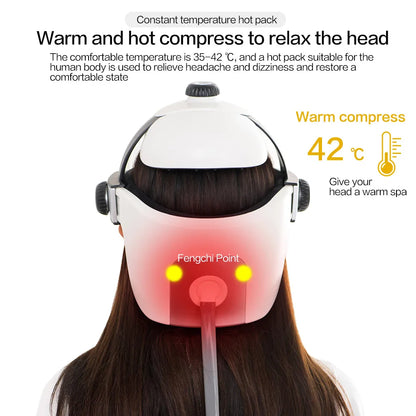 Electric Pneumatic Head Massager Wireless Infrared Heating Helmet Pressure Acupuncture Vibrator Relax Massage Health Care