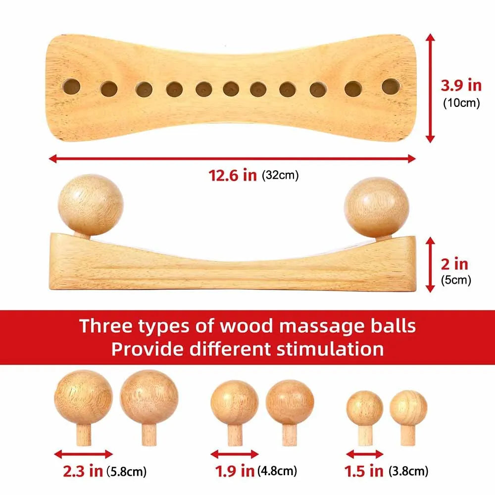 6 in 1 Wood Body Massager Psoas Muscle Hip Release Trigger Point Therapy Massage Tools Physical Therapy for Occipital Cordus