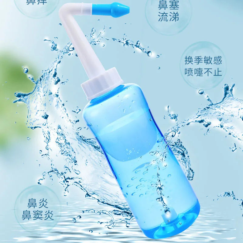 Adults Children Nasal Wash Cleaner Nose Protector Cleans Moistens Avoid Allergic Rhinitis Neti Pot 500ml Bottle +Nasal Rinse Mix