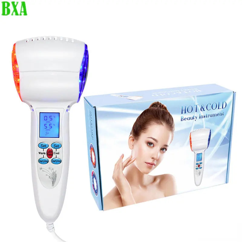 Red Blue Photon Hot Cold Hammer Cryotherapy Warm Ice Heating Facial Skin Lifting Tighten Anti-aging Face Spa Shrink Pore Massage