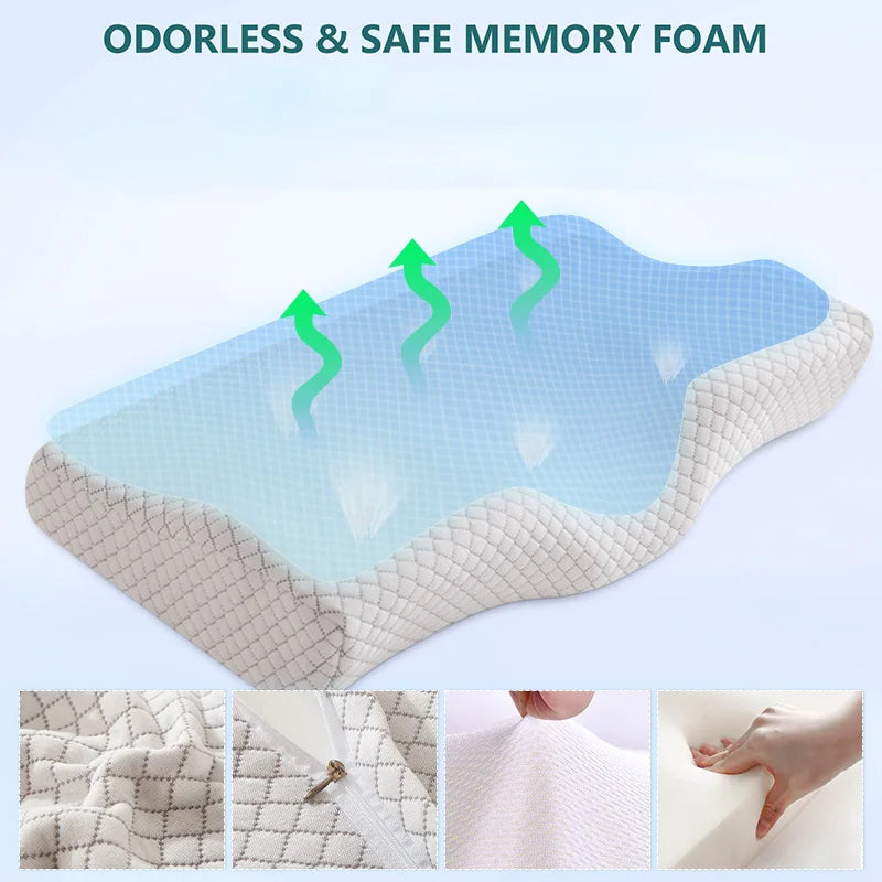 NEW Soft Butterfly Memory Foam Pillow Orthotic Pillow Slow Recovery Neck Pillow Ergonomic Pillow Relax Neck Adult