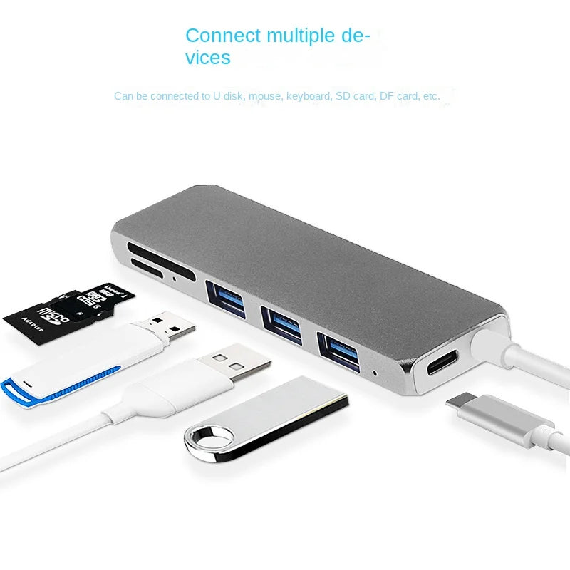 USB 3.1 Type-C To 3.0 Hub Docking Station with TF/SD Card Slots and PD Power Delivery - Aluminum Alloy