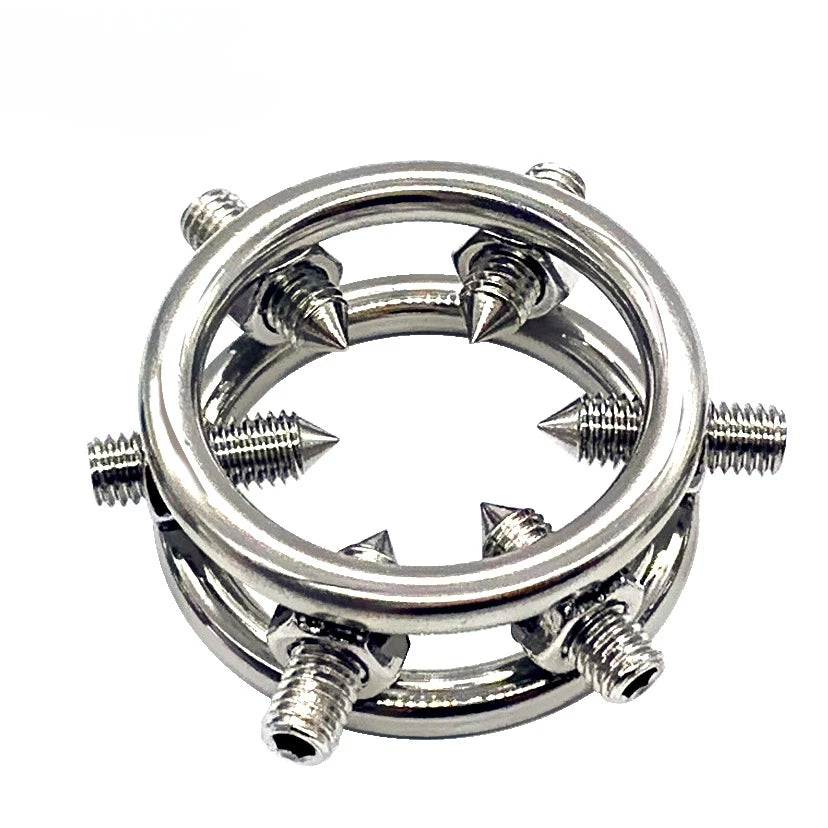 Stainless Steel Imitation Ring Metal Penis Ring with Rivet Lock Cock Ring Male Erection Delay Time Bondage BDSM Sex Toy For Man