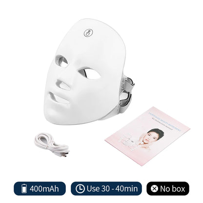 Skin Care Mask Skin Brightening New Wireless 7 Colors LED Facial Mask Photon Therapy Skin Rejuvenation Anti Acne Wrinkle Removal