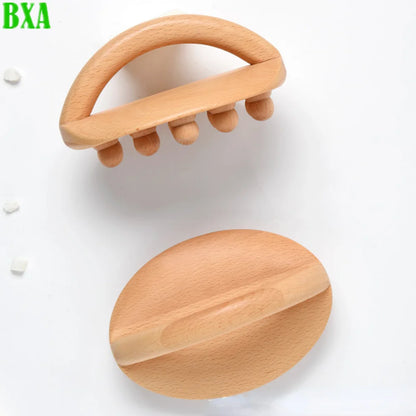 Scraping SPA Therapy Anti Cellulite Relaxation Tool Natural Wood Handheld Gua Sha Massage Brush 14 Beads Waist Leg Body Meridian