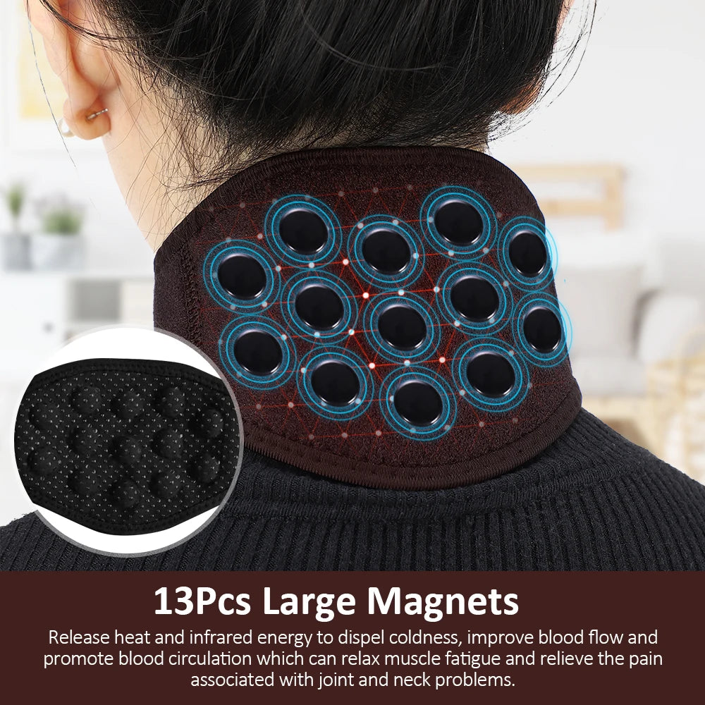 1pc Reusable Self Heating Neck Pad Wrap Relieve Pain Magnetic Neck Support Brace Heating Tourmaline Belt Pad Wrap Magnet Therapy