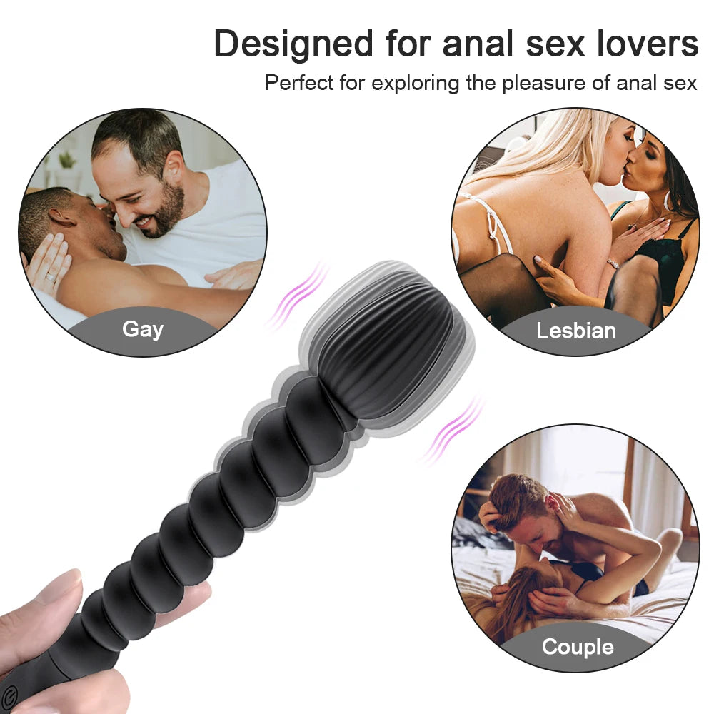 Soft Butt Plug Stimulator Vibrating Sex Toy for Adults Prostate Massage Powerful 10 Speeds Anal Beads Vibrators Female for Women