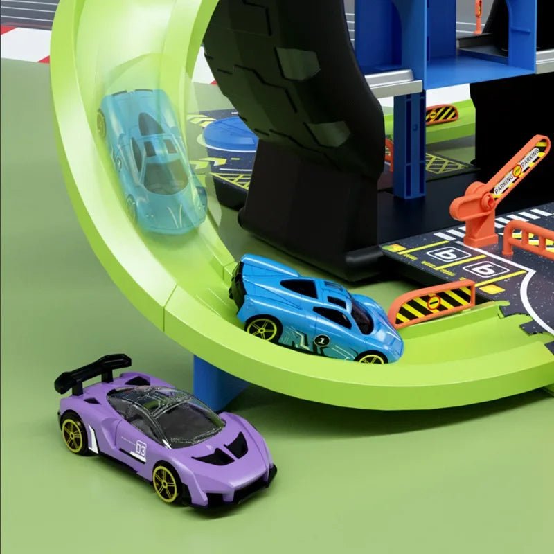 Track Parking Electric Lot Model Toys Children Adventure Racing Rail Alloy Car Kids Interactive Brain Educational Toys for Boys