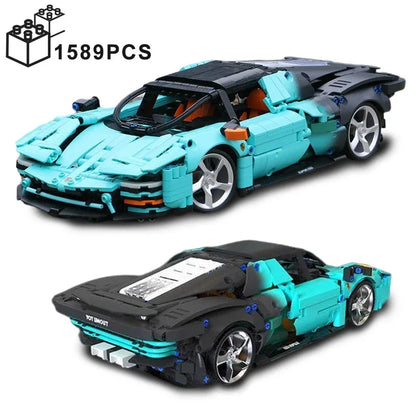 1589PCS Technical Sport Car Building Blocks City Blue Daytona SP3 42143 Assemble Bricks Speed Vehicle Toys Gifts For Boy Kids