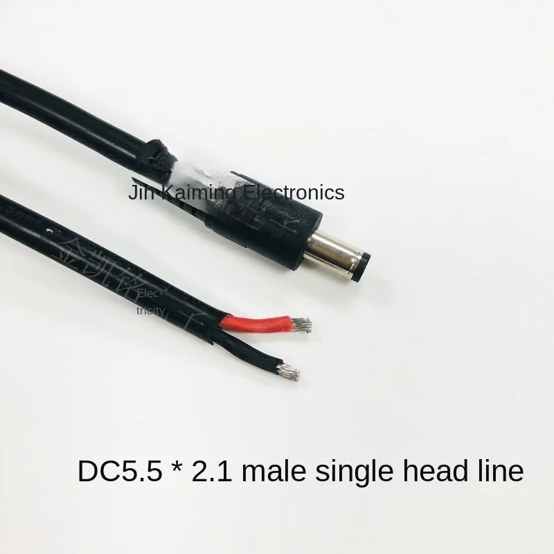 1M Pure Copper 1.5mm² Single-Head Cable, DC5.5*2.1mm Male Plug, Thickened Wire for 12V Universal Surveillance Power, 15A, Black