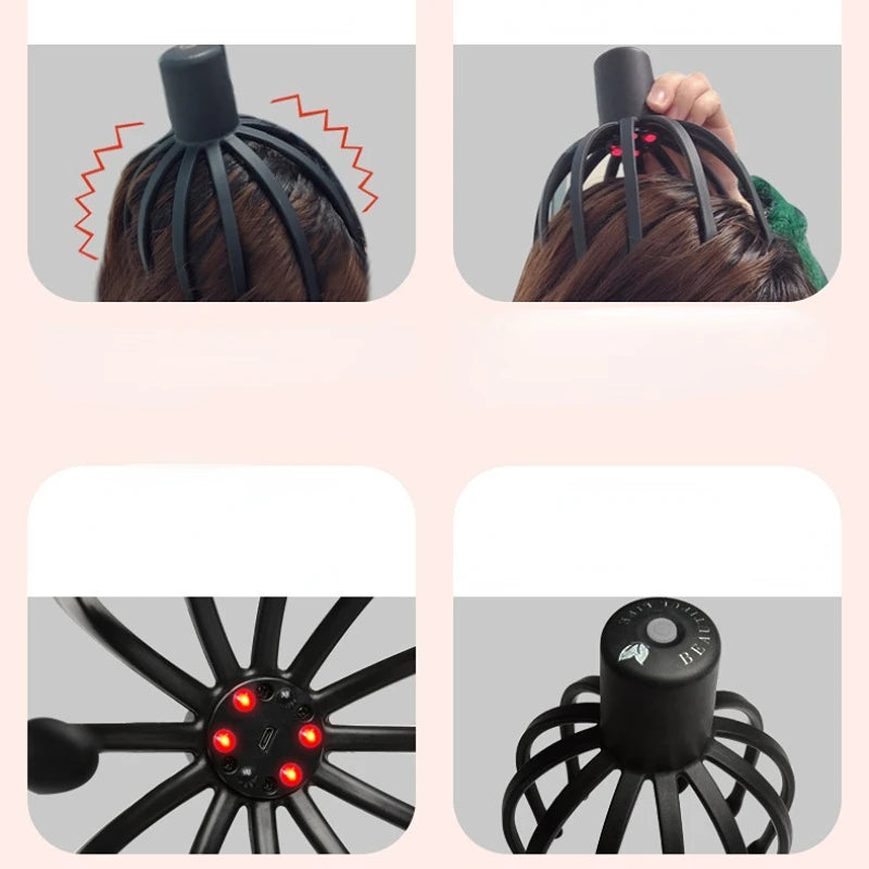 Electric Head Massager Scalp Neck Massage Spa Alloy Health Care Tool Body Head Massager Octopus Spider for Relax & Stress Relief