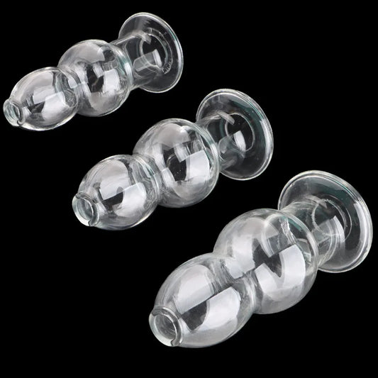 1pcs Big Glass Hollow Anal Plug See Through Butt Plugs Transparent Dildos Anal Plugs for Women Men Adult Sex Toys Products