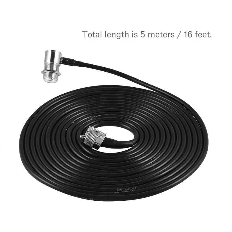 5m Feeder Cable for Mobile Car Radio Antenna Connector Coaxial Cable PL-259 to SO-239 for NAGOYA RB-46 RB-400 Mount Bracket