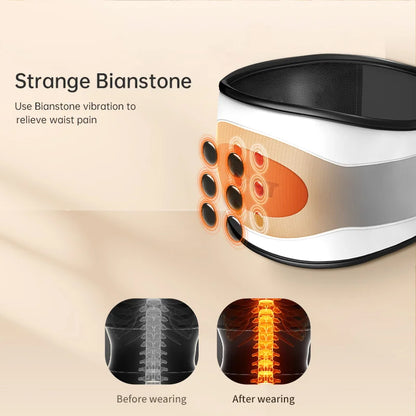 Electric Waist Back Massager Support Effectively Release Vibration Heating Relieve Pain Traditional Graphene Bianstone Massage