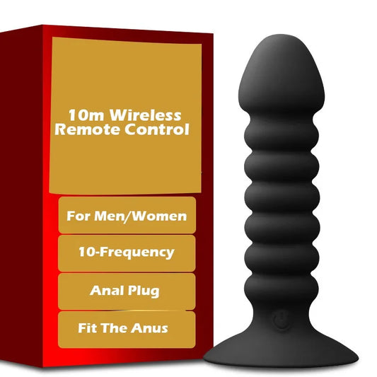 Soft Silicone 10-Meter Wireless 10-Frequency Vibration Anal Plug/Anal Butt Dildos Adults Games Sex Toys for Women/Man