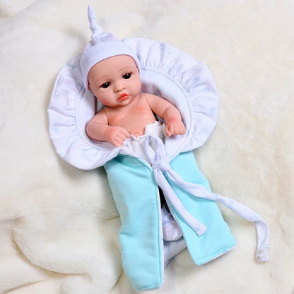 35CM Cute Baby Reborn Dolls Toys Lifelike Infant Baby Swaddle Blanket Silicone Waterproof Doll Reborn Toy for Girls Gifts