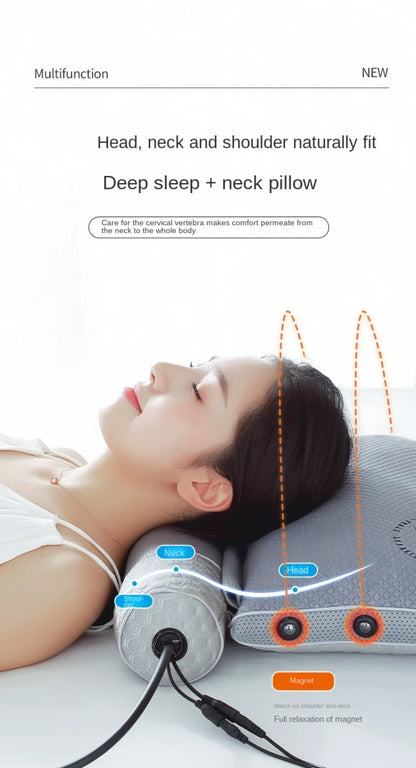 2 in 1 Electric Neck Massage Pillow Relaxation Moxibustion Heating Back Heating Kneading Infrared Therapy Shiatsu Massager