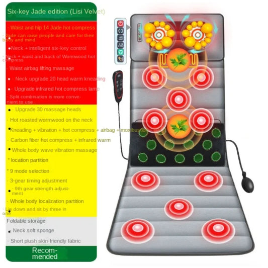 NEW Electric Massage Mattress Massage Vibration Heating Body Waist Neck Back Muscle Relaxation Home Office Health Care