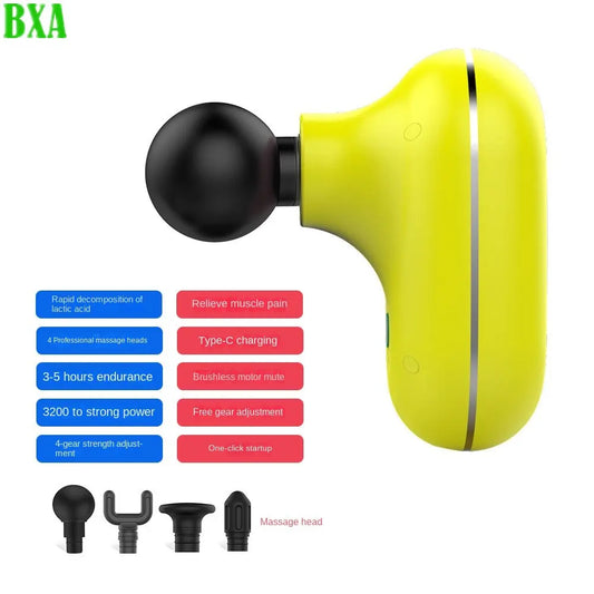 New Electric Mini Massage Gun 4 Head Portable Body For Deep Muscle Relaxation Neck Back Foot Leg Shoulder Small Massager BS800