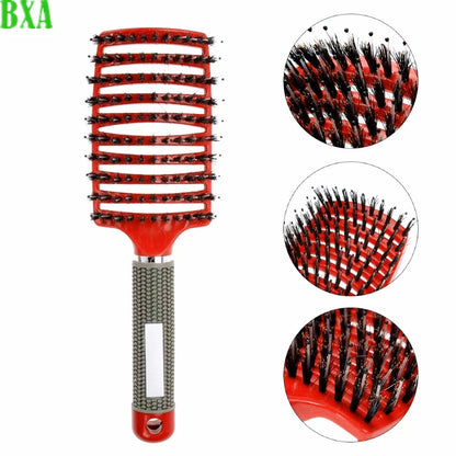 1PCS Multicolor Bristle Nylon Scalp Massage Comb Women Wet Curly Detangle Hairbrush Hair Growth for Relax & Stress Relief