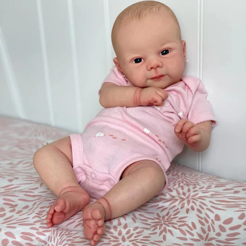 49CM Reborn Baby Doll Soft Silicone Cloth Body Lifelike Real Touch Girl Juliette with Hand-Drawing Hair Toddler Princess Doll