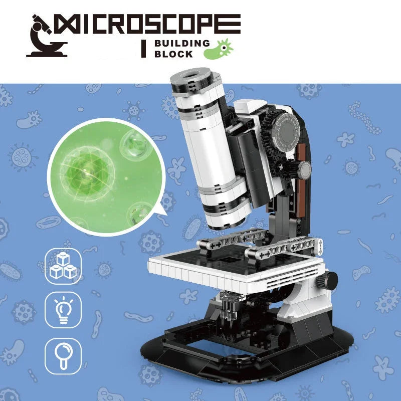 545Pcs Microscope Model Building Blocks MOC Mini Bricks Science Educational Toys for Children Kids Gift Experimental Ornaments