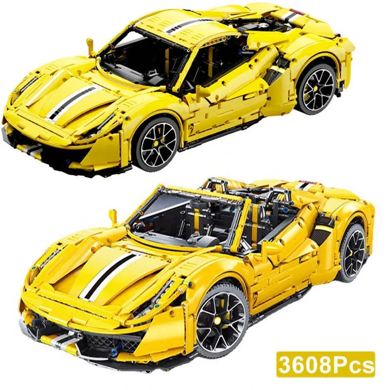 3608Pcs Technical 1:8 488 Super Racing Car Model Building Blocks City for Children Adult Gift Speed Sport Vehicle Bricks MOC Toy