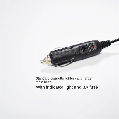 1.5M 24AWG Spring Wire, Pure Copper, 12V2A Car Charger Cigarette Lighter Male To DC5.5*2.1mm Fork Connector Power Cable