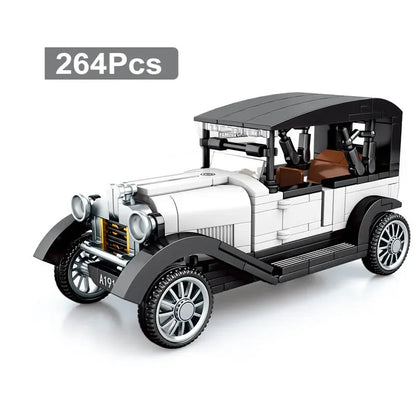 Technical Retro Antique Vintage Car Speed Champions Model Building Blocks City Classic Toys Gift Roadster Vehicle Supercar Brick