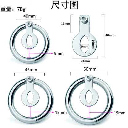 40/45/50mm Stainless Steel Bottle Cap Chastity Lock, Cage-free Flat Pot Lid, Open Type Penis Round Ring Chastity Lock for Men