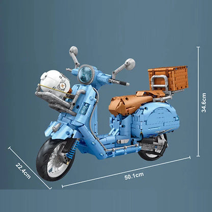 Technical 1828Pcs MOC Classic 300 Motorcycle Model Building Blocks City Vespa Racing Car With Helmet Motorbike Bricks Toys Gifts