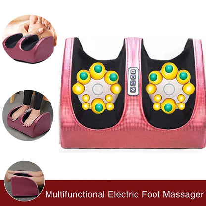 Electric Foot Massager Acupressure Kneading Rolling Vibration Tool Heating Therapy Calf Reflex Muscle Relaxation Massager