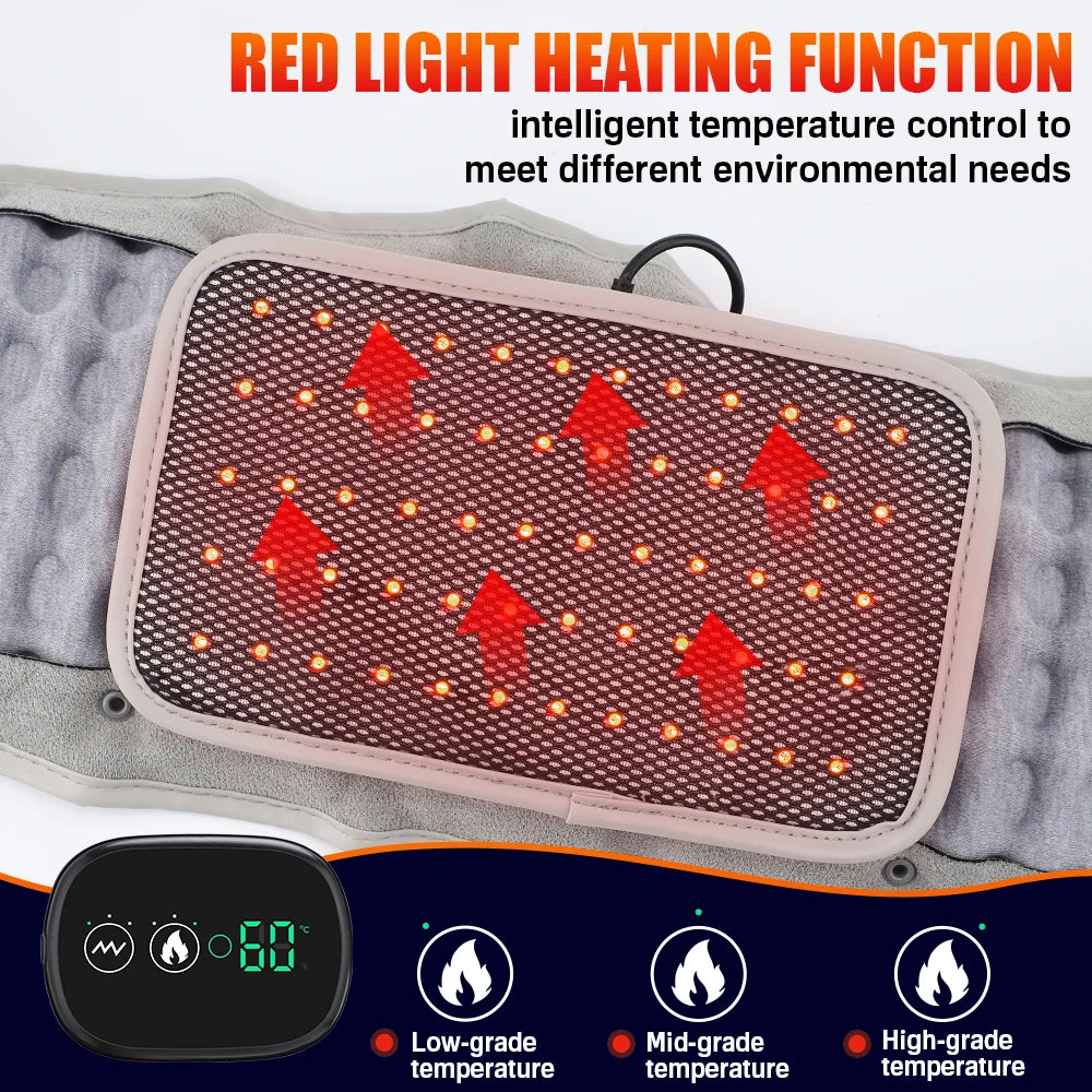 Inflatable Red Light Heating Vibration Massage Airbag Support Back Relief Waist Support Belt Abdominal Muscle Relax USB Charging