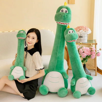 70cm Cute Soft Dinosaur Long Throw Pillow Girl Bed Side Sleeping Cuddle Pinch Legs Big White Goose Long Neck Animal Plush Toy