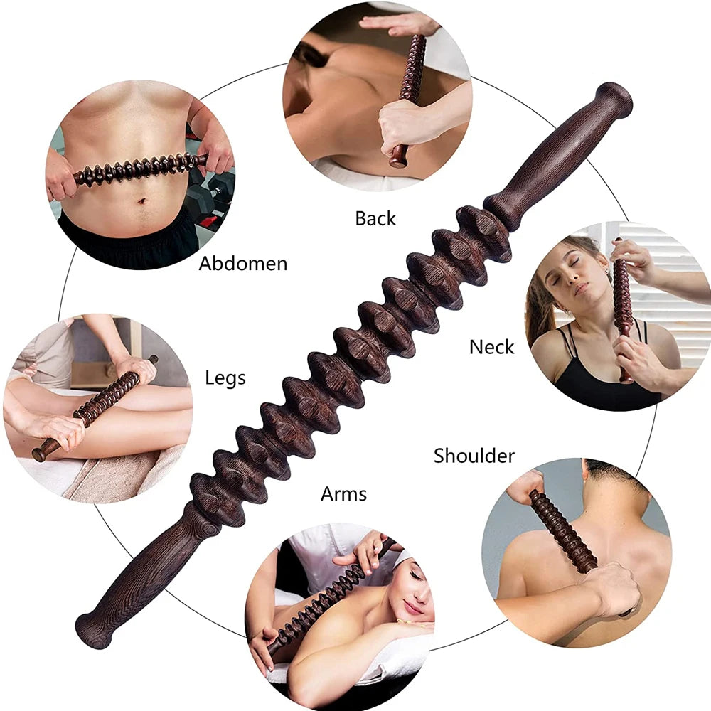 Wooden Exercise Roller Gua Sha Handheld Cellulite Blasters Sports Injury Body Trigger Point Muscle Roller Sticks Massager