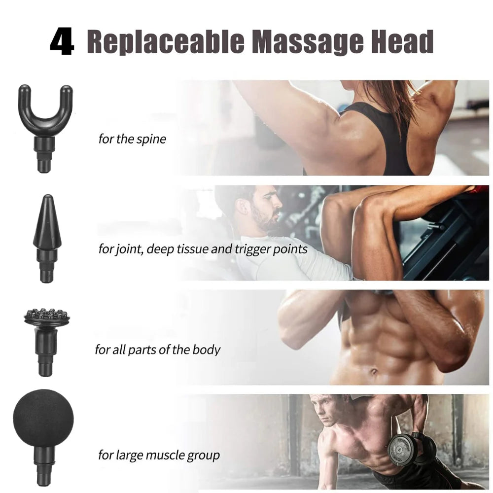 Charging Fascia Gun Mini Massage Gun 4Heads Vibration Massage Machine Muscle Relaxation Neck & Back Compression Massage Portable