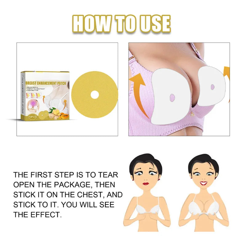 10PCS Breast Enhancement Pads Ginger Botanical Ingredients Sexy Chest Lifting and Firming Large Chest Cream Breast Patch Care