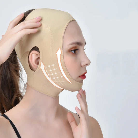 Face V Shaper High Elasticity Facial Slimming Bandage Side Leakage Ear Far infrared nano 3D Double Lift Breathable Facial Belt