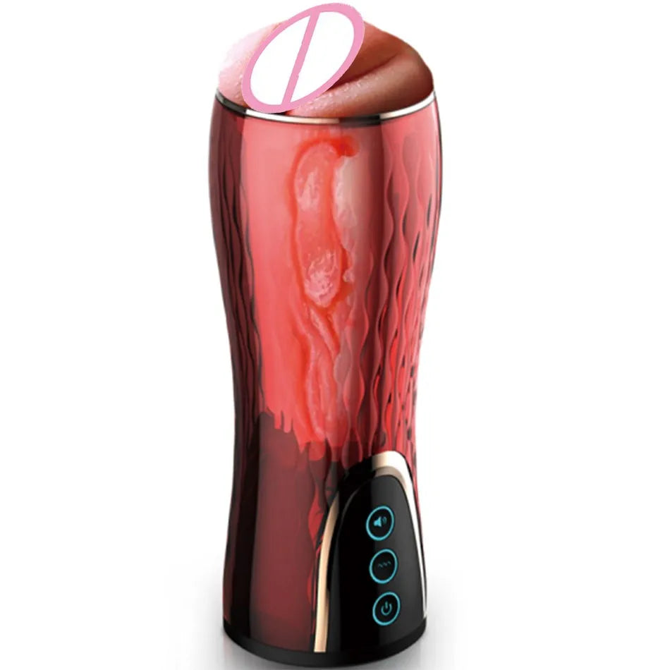 Soft Rechargeable 6-Mode Automatic Sucking Heating Realistic Pussy Vagina Male Masturbator Sex Simulated Blow job Toys for Men